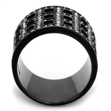 Load image into Gallery viewer, TK2155 - IP Black(Ion Plating) Stainless Steel Ring with Top Grade Crystal  in Black Diamond