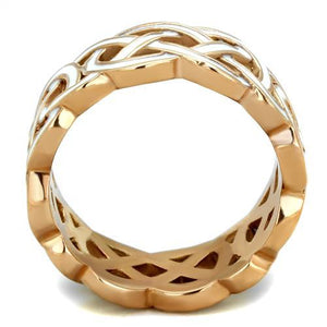 TK2159 - IP Rose Gold(Ion Plating) Stainless Steel Ring with Epoxy  in White