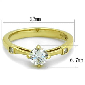 TK2170 - IP Gold(Ion Plating) Stainless Steel Ring with AAA Grade CZ  in Clear