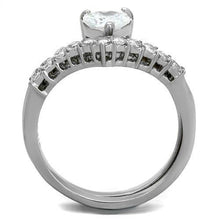 Load image into Gallery viewer, TK2178 - High polished (no plating) Stainless Steel Ring with AAA Grade CZ  in Clear