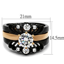 Load image into Gallery viewer, TK2189 - IP Rose Gold+ IP Black (Ion Plating) Stainless Steel Ring with AAA Grade CZ  in Clear