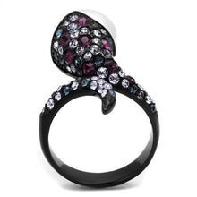 Load image into Gallery viewer, TK2203 - IP Black(Ion Plating) Stainless Steel Ring with Synthetic Pearl in White