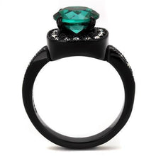 Load image into Gallery viewer, TK2209 - IP Black(Ion Plating) Stainless Steel Ring with Synthetic Synthetic Glass in Blue Zircon