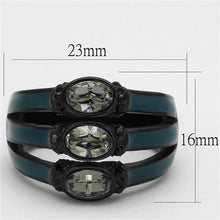 Load image into Gallery viewer, TK2214 - IP Black(Ion Plating) Stainless Steel Ring with Top Grade Crystal  in Black Diamond
