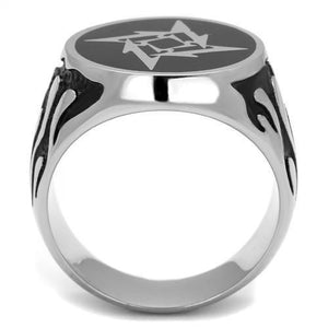 TK2225 - High polished (no plating) Stainless Steel Ring with Epoxy  in Jet
