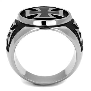 TK2226 - High polished (no plating) Stainless Steel Ring with Epoxy  in Jet