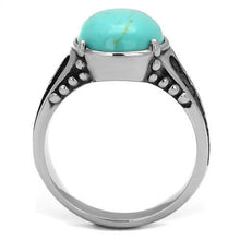 Load image into Gallery viewer, TK2228 - High polished (no plating) Stainless Steel Ring with Synthetic Turquoise in Turquoise