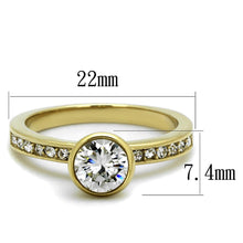 Load image into Gallery viewer, TK2254 - IP Gold(Ion Plating) Stainless Steel Ring with AAA Grade CZ  in Clear