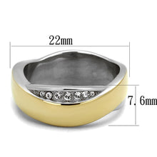 Load image into Gallery viewer, TK2264 - Two-Tone IP Gold (Ion Plating) Stainless Steel Ring with Top Grade Crystal  in Clear