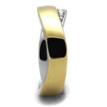 Load image into Gallery viewer, TK2264 - Two-Tone IP Gold (Ion Plating) Stainless Steel Ring with Top Grade Crystal  in Clear