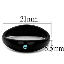 Load image into Gallery viewer, TK2274 - IP Black(Ion Plating) Stainless Steel Ring with Top Grade Crystal  in Light Sapphire