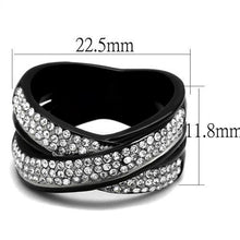 Load image into Gallery viewer, TK2278 - Two-Tone IP Black (Ion Plating) Stainless Steel Ring with Top Grade Crystal  in Clear