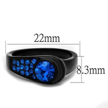 Load image into Gallery viewer, TK2279 - IP Black(Ion Plating) Stainless Steel Ring with Top Grade Crystal  in Capri Blue