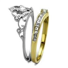 Load image into Gallery viewer, TK2294 - Two-Tone IP Gold (Ion Plating) Stainless Steel Ring with Top Grade Crystal  in Clear
