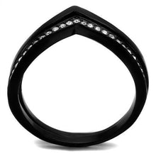 Load image into Gallery viewer, TK2302 - IP Black(Ion Plating) Stainless Steel Ring with Top Grade Crystal  in Clear