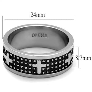 TK2321 High polished (no plating) Stainless Steel Ring with Epoxy in Jet