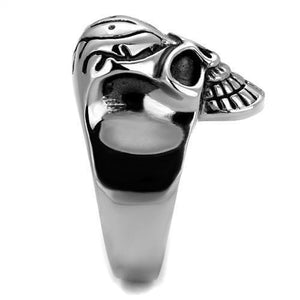 TK2324 - High polished (no plating) Stainless Steel Ring with Epoxy  in Jet