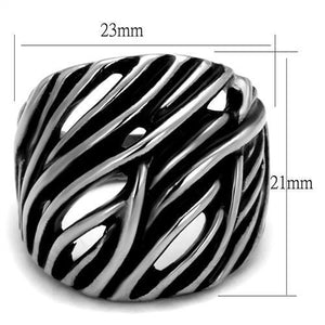 TK2338 - High polished (no plating) Stainless Steel Ring with Epoxy  in Jet