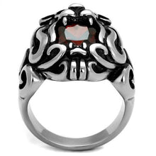 Load image into Gallery viewer, TK2339 - High polished (no plating) Stainless Steel Ring with AAA Grade CZ  in Garnet