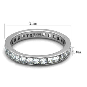 TK2344 - High polished (no plating) Stainless Steel Ring with AAA Grade CZ  in Clear