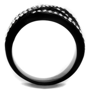 TK2357 - IP Black(Ion Plating) Stainless Steel Ring with Top Grade Crystal  in Montana