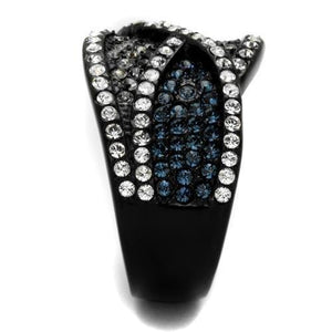 TK2357 - IP Black(Ion Plating) Stainless Steel Ring with Top Grade Crystal  in Montana