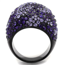 Load image into Gallery viewer, TK2358 - IP Black(Ion Plating) Stainless Steel Ring with Top Grade Crystal  in Tanzanite