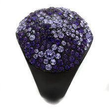 Load image into Gallery viewer, TK2358 - IP Black(Ion Plating) Stainless Steel Ring with Top Grade Crystal  in Tanzanite