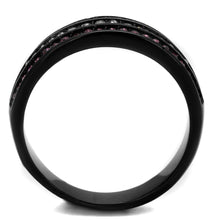 Load image into Gallery viewer, TK2366 - IP Black(Ion Plating) Stainless Steel Ring with Top Grade Crystal  in Amethyst