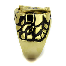 Load image into Gallery viewer, TK2372 - IP Gold(Ion Plating) Stainless Steel Ring with Epoxy  in Capri Blue