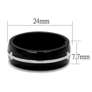 TK2392 - Two-Tone IP Black Stainless Steel Ring with No Stone