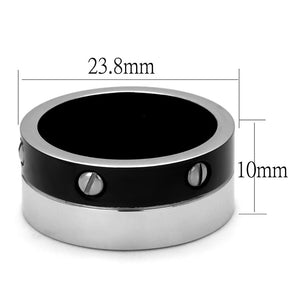 TK2397 - Two-Tone IP Black (Ion Plating) Stainless Steel Ring with No Stone