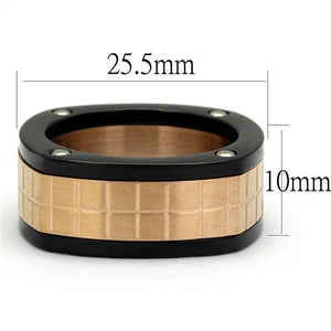 TK2406 - Three Tone (IP Rose Gold & IP Black & High Polished) Stainless Steel Ring with No Stone