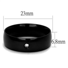 Load image into Gallery viewer, TK2409 - IP Black(Ion Plating) Stainless Steel Ring with AAA Grade CZ  in Clear
