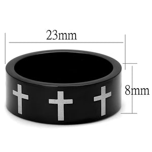 TK2410 - Two-Tone IP Black (Ion Plating) Stainless Steel Ring with No Stone