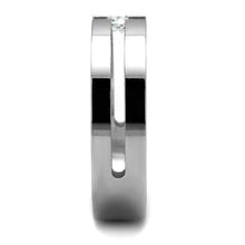 Load image into Gallery viewer, TK2412 - High polished (no plating) Stainless Steel Ring with AAA Grade CZ  in Clear