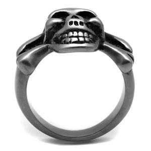 TK2416 - Antique Silver Stainless Steel Ring with Epoxy  in Jet