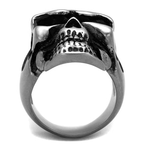 TK2419 - Antique Silver Stainless Steel Ring with Epoxy  in Jet