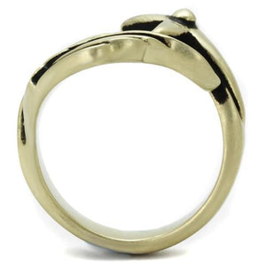 TK2470 - IP Antique Copper Stainless Steel Ring with Epoxy  in Jet