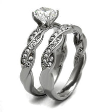 Load image into Gallery viewer, TK2475 - High polished (no plating) Stainless Steel Ring with AAA Grade CZ  in Clear