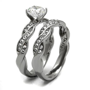 TK2475 - High polished (no plating) Stainless Steel Ring with AAA Grade CZ  in Clear