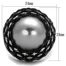 Load image into Gallery viewer, TK2483 - IP Black(Ion Plating) Stainless Steel Ring with Synthetic Pearl in Gray