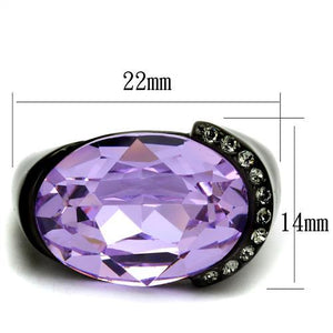 TK2485 - IP Black(Ion Plating) Stainless Steel Ring with Top Grade Crystal  in Violet
