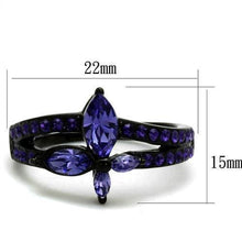 Load image into Gallery viewer, TK2490 - IP Black(Ion Plating) Stainless Steel Ring with Top Grade Crystal  in Tanzanite