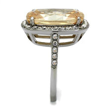 Load image into Gallery viewer, TK2503 - High polished (no plating) Stainless Steel Ring with AAA Grade CZ  in Champagne