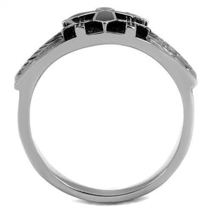 TK2505 - High polished (no plating) Stainless Steel Ring with Epoxy  in Jet