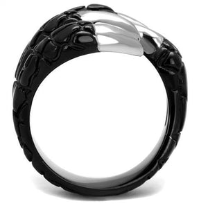 TK2510 - Two-Tone IP Black (Ion Plating) Stainless Steel Ring with No Stone