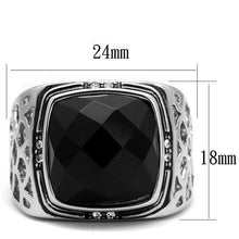 Load image into Gallery viewer, TK2514 - High polished (no plating) Stainless Steel Ring with Synthetic Onyx in Jet