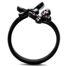 Load image into Gallery viewer, TK2554 - IP Black(Ion Plating) Stainless Steel Ring with Top Grade Crystal  in Light Amethyst