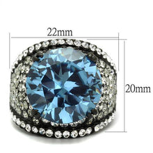 Load image into Gallery viewer, TK2555 - IP Black(Ion Plating) Stainless Steel Ring with AAA Grade CZ  in London Blue